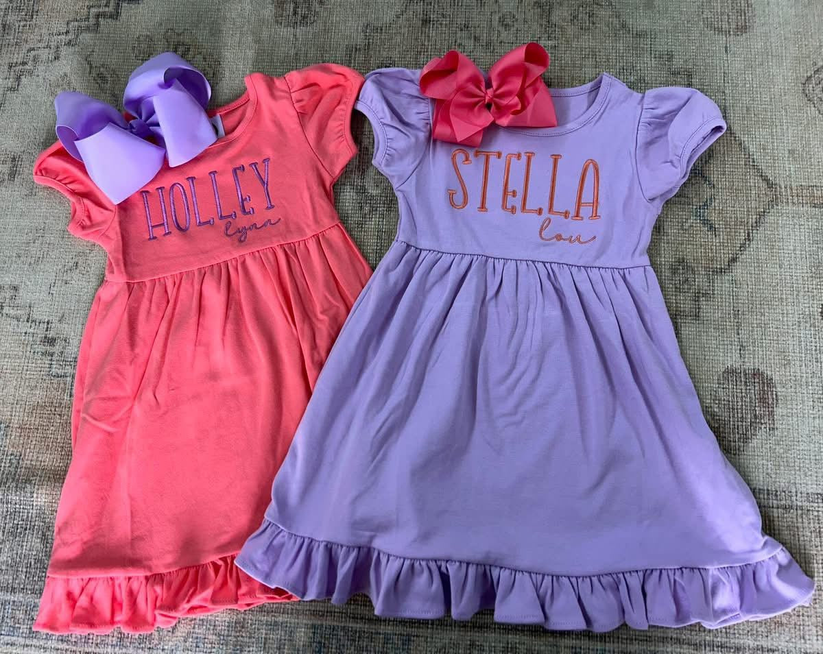 short sleeve ruffle dress personalized