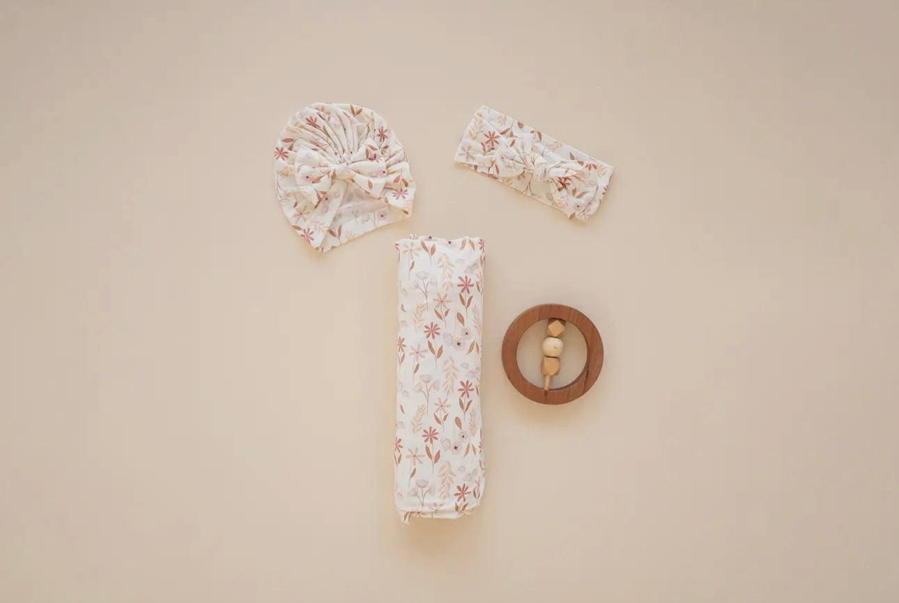bamboo swaddle/headband set