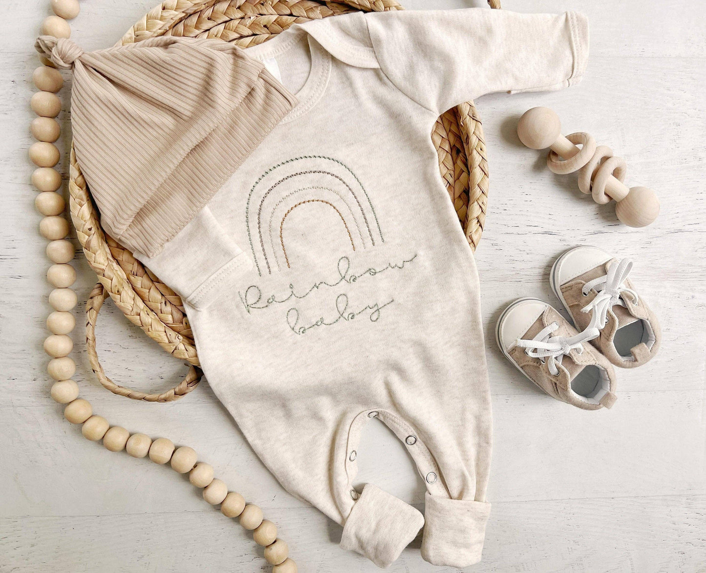 Neutral Tone Boho Rainbow Baby Outfit - Sweet Muted Rainbow