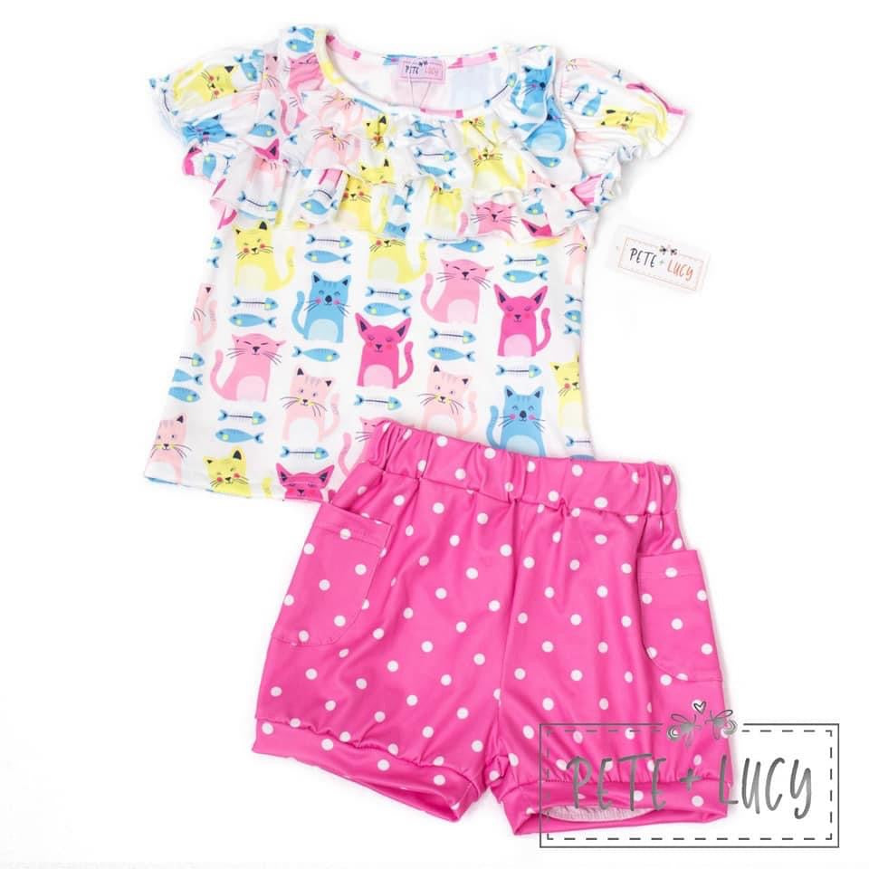 i love cats 2 piece shorts set