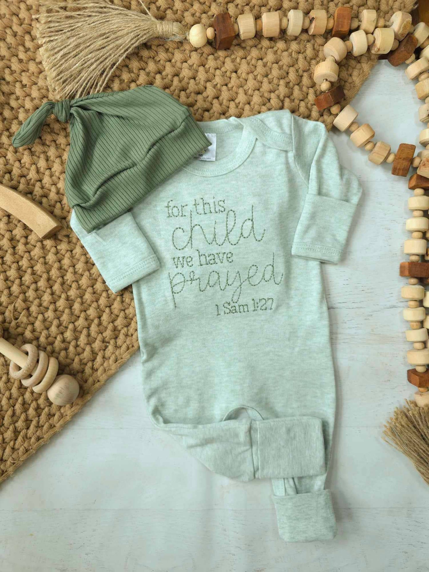 For This Child We Have Prayed Embroidered Romper
