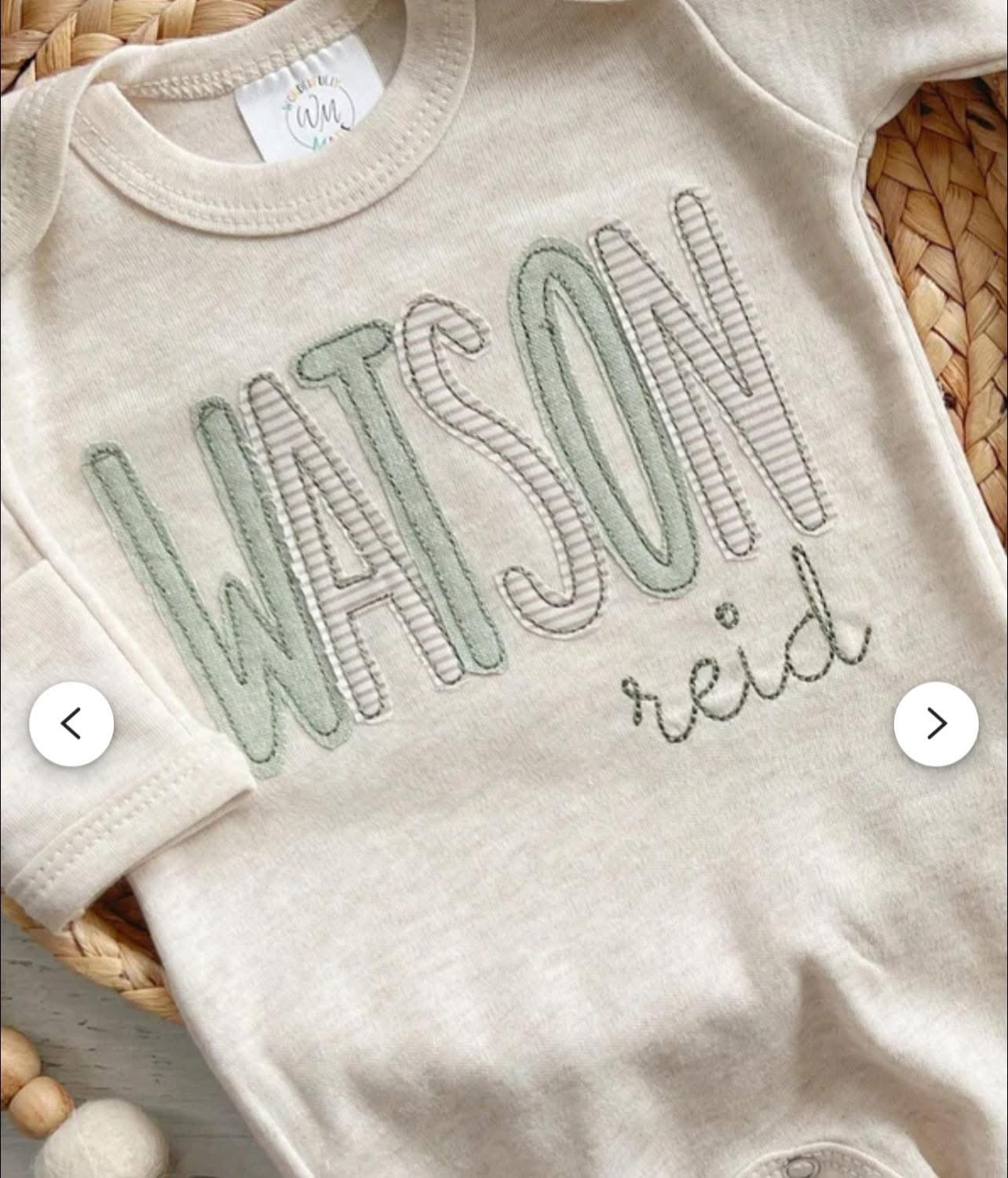 name embroidered romper
