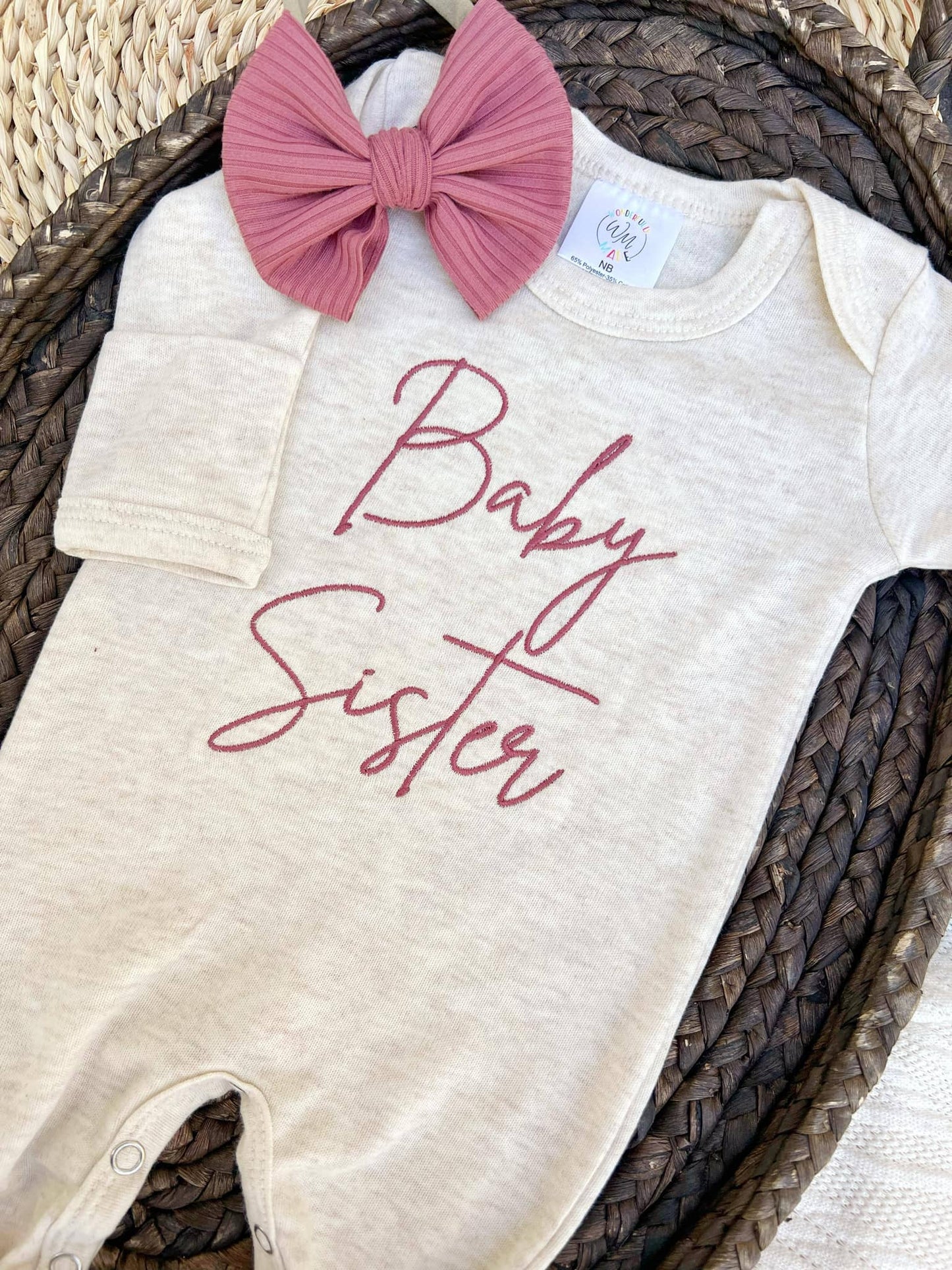 Baby Sister Pink Embroidered Romper