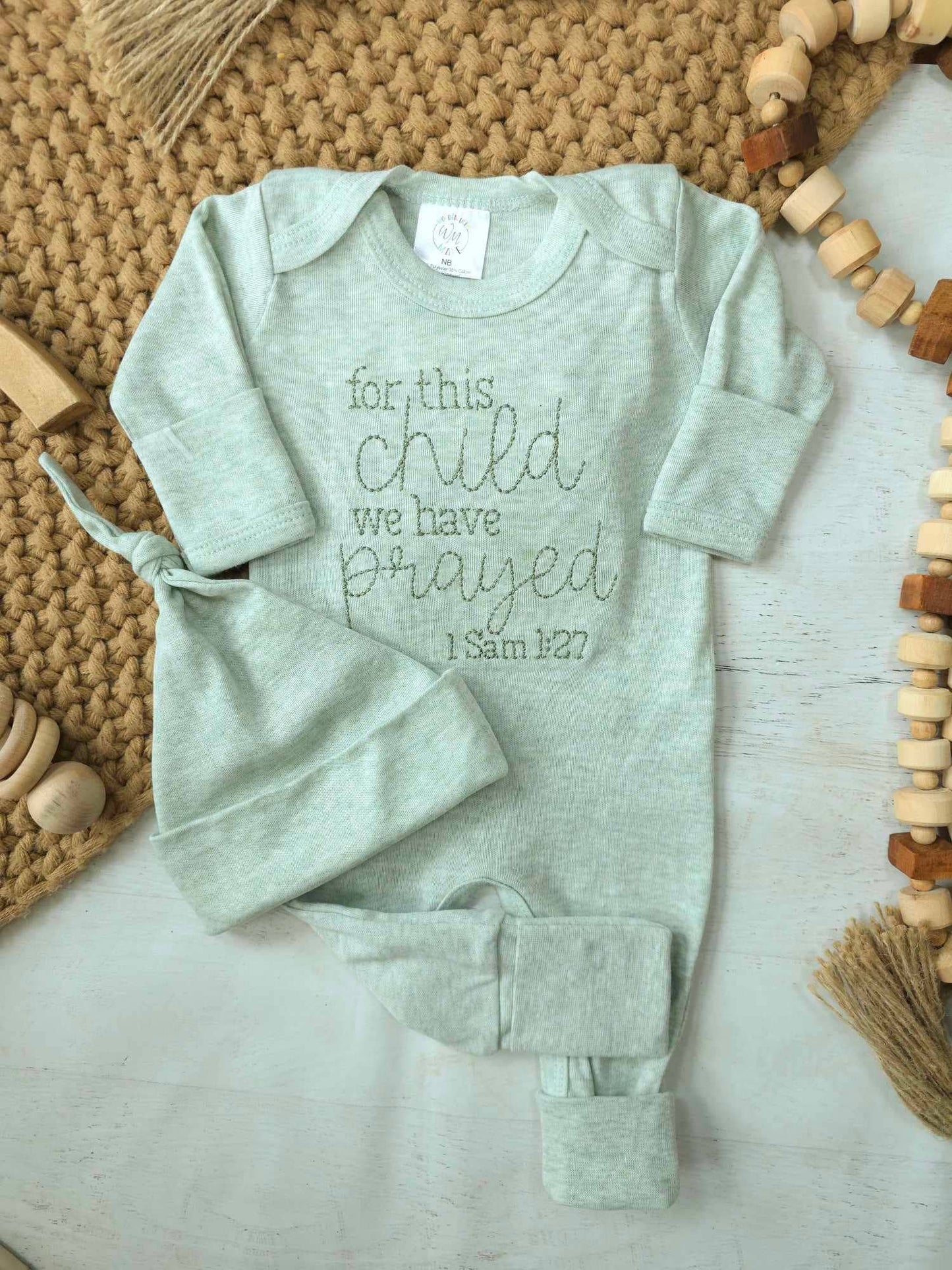 For This Child We Have Prayed Embroidered Romper