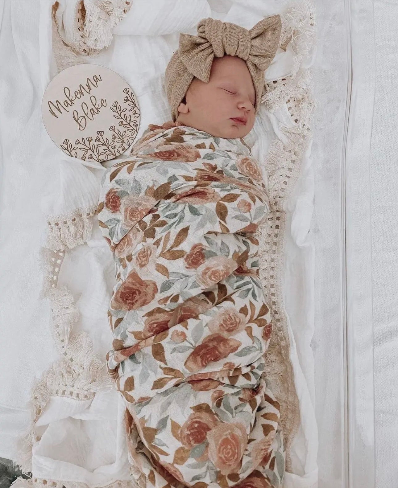 muslin swaddle/bow set