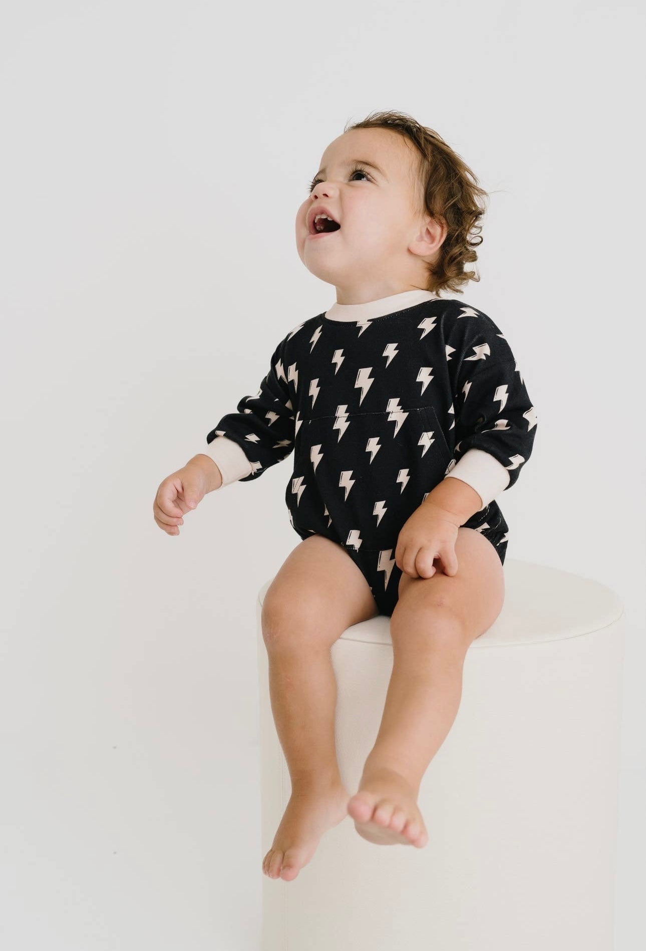 black bolt sweatshirt romper