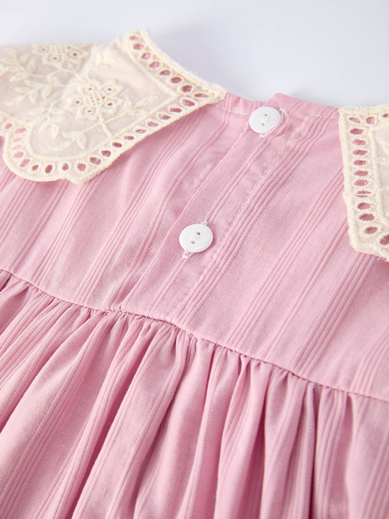 Pink Lace Collar Girl Short Sleeve Dress