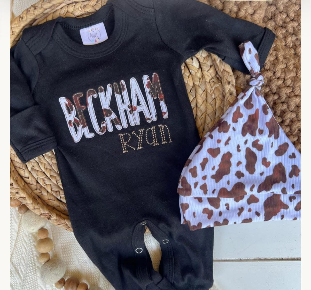 name embroidered romper