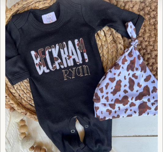 name embroidered romper
