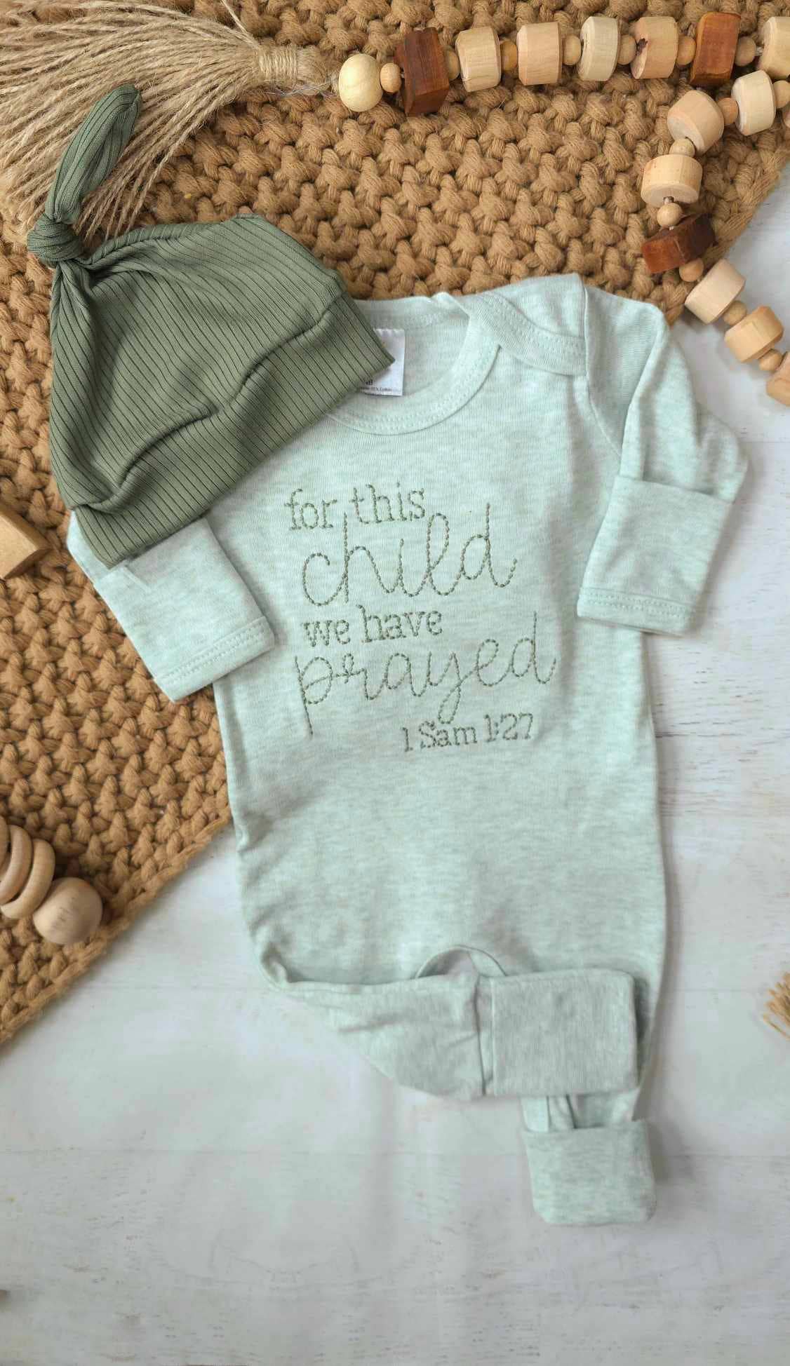 For This Child We Have Prayed Embroidered Romper