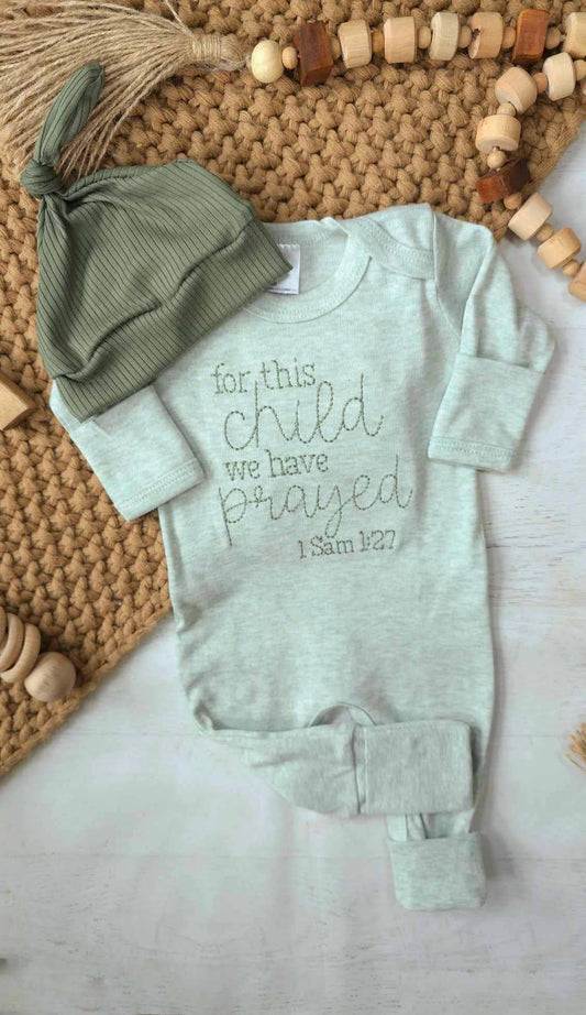 For This Child We Have Prayed Embroidered Romper