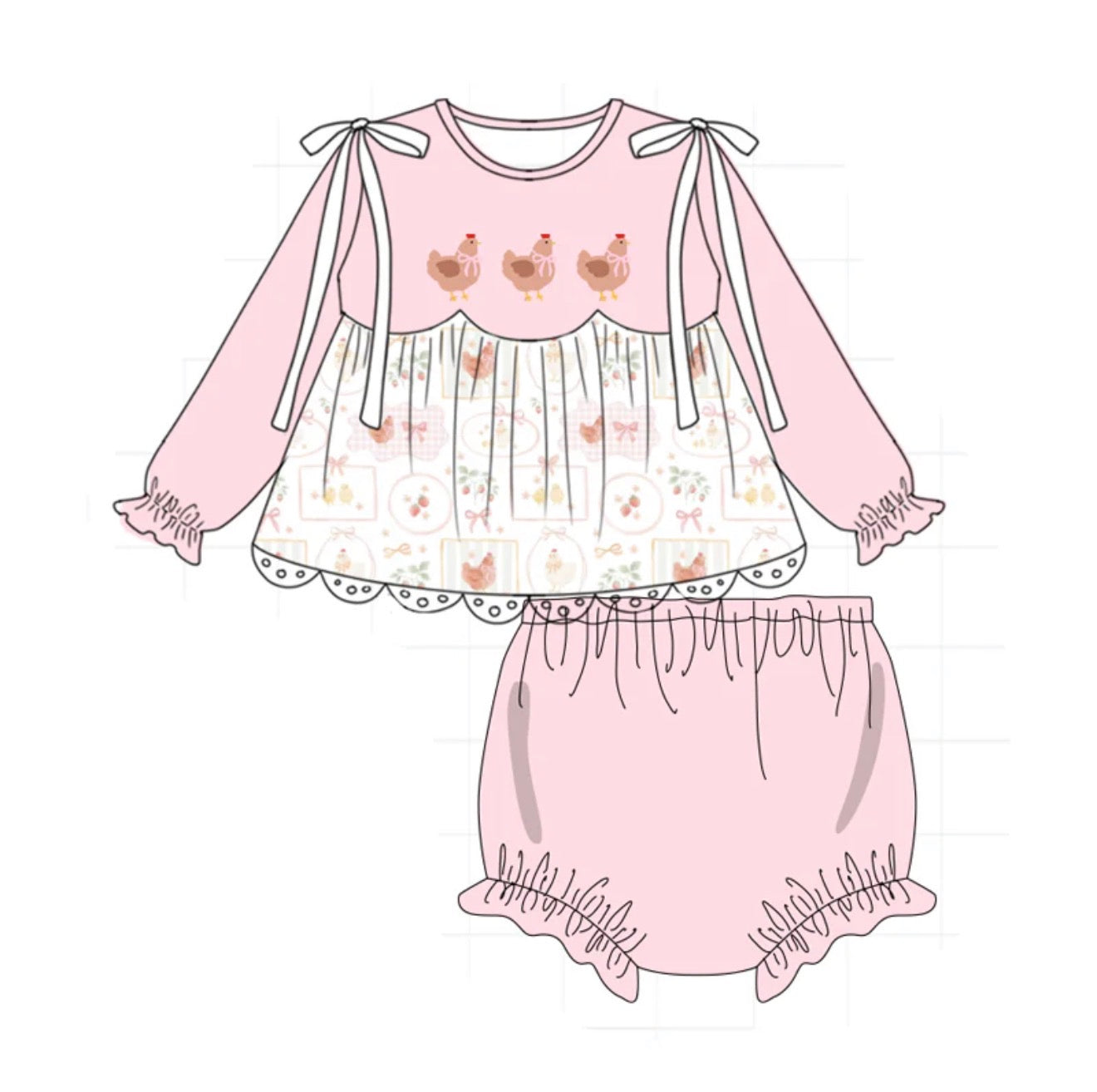 pink chicken smock collection