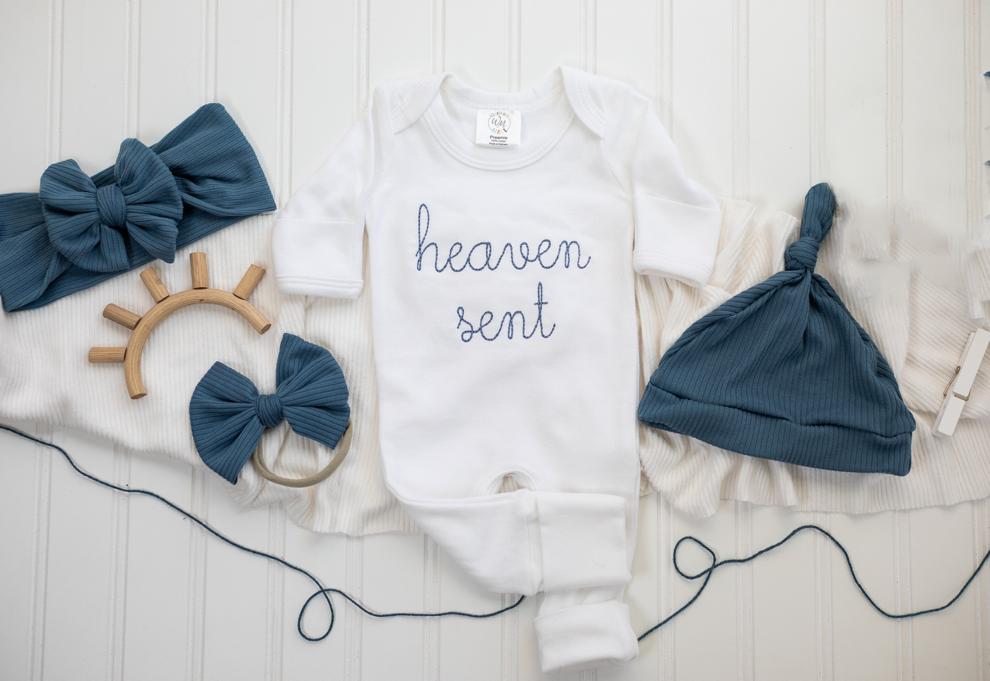 Heaven Sent - Blue Embroidered Romper