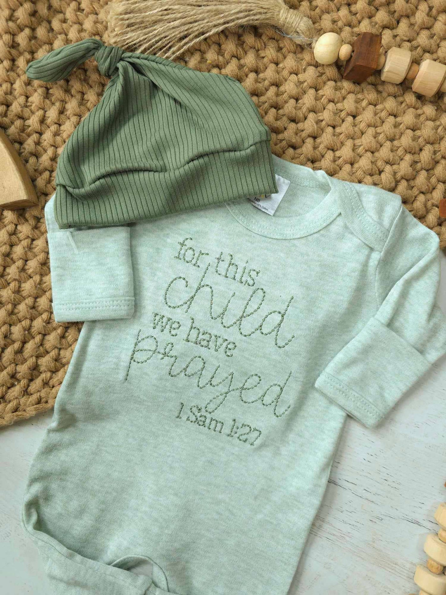 For This Child We Have Prayed Embroidered Romper