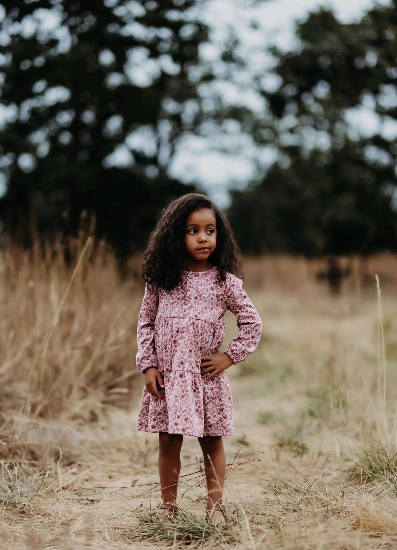 fox floral dusty rose tiered dress