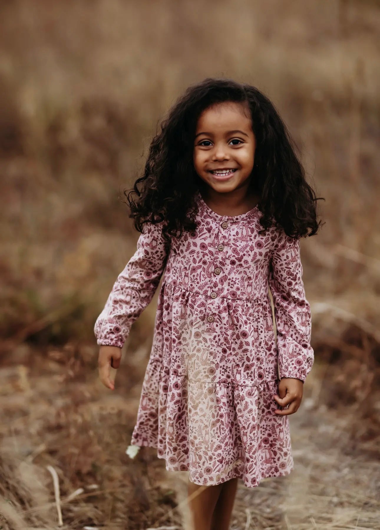 fox floral dusty rose tiered dress