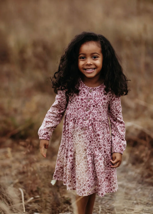 fox floral dusty rose tiered dress
