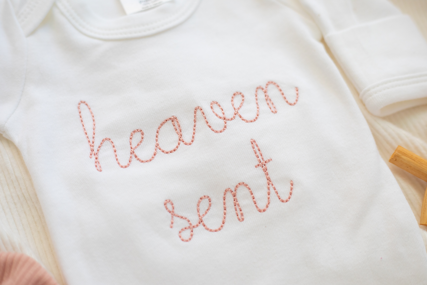 Heaven Sent - Pink Embroidered Romper