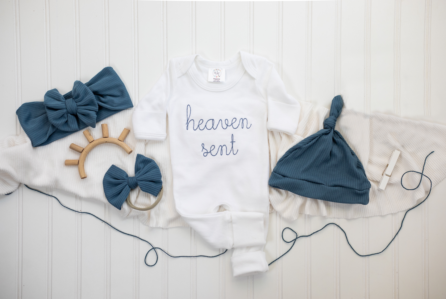 Heaven Sent - Blue Embroidered Romper
