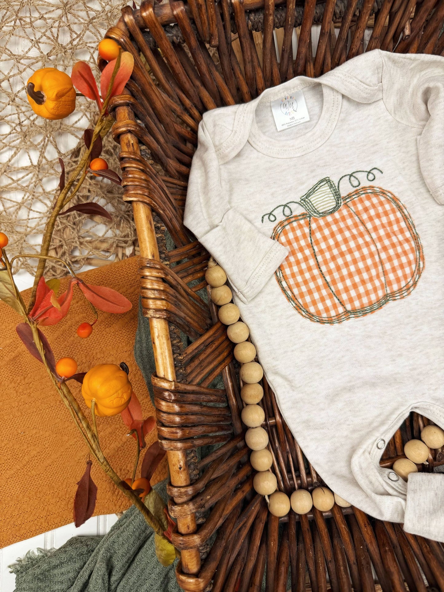 Pumpkin baby footie, fall outfit for baby, Halloween romper