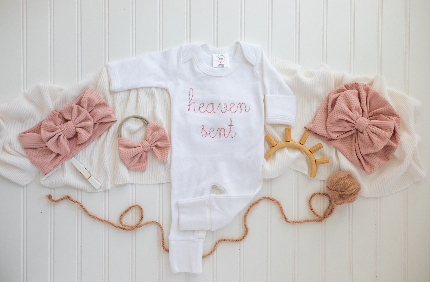 Heaven Sent - Pink Embroidered Romper