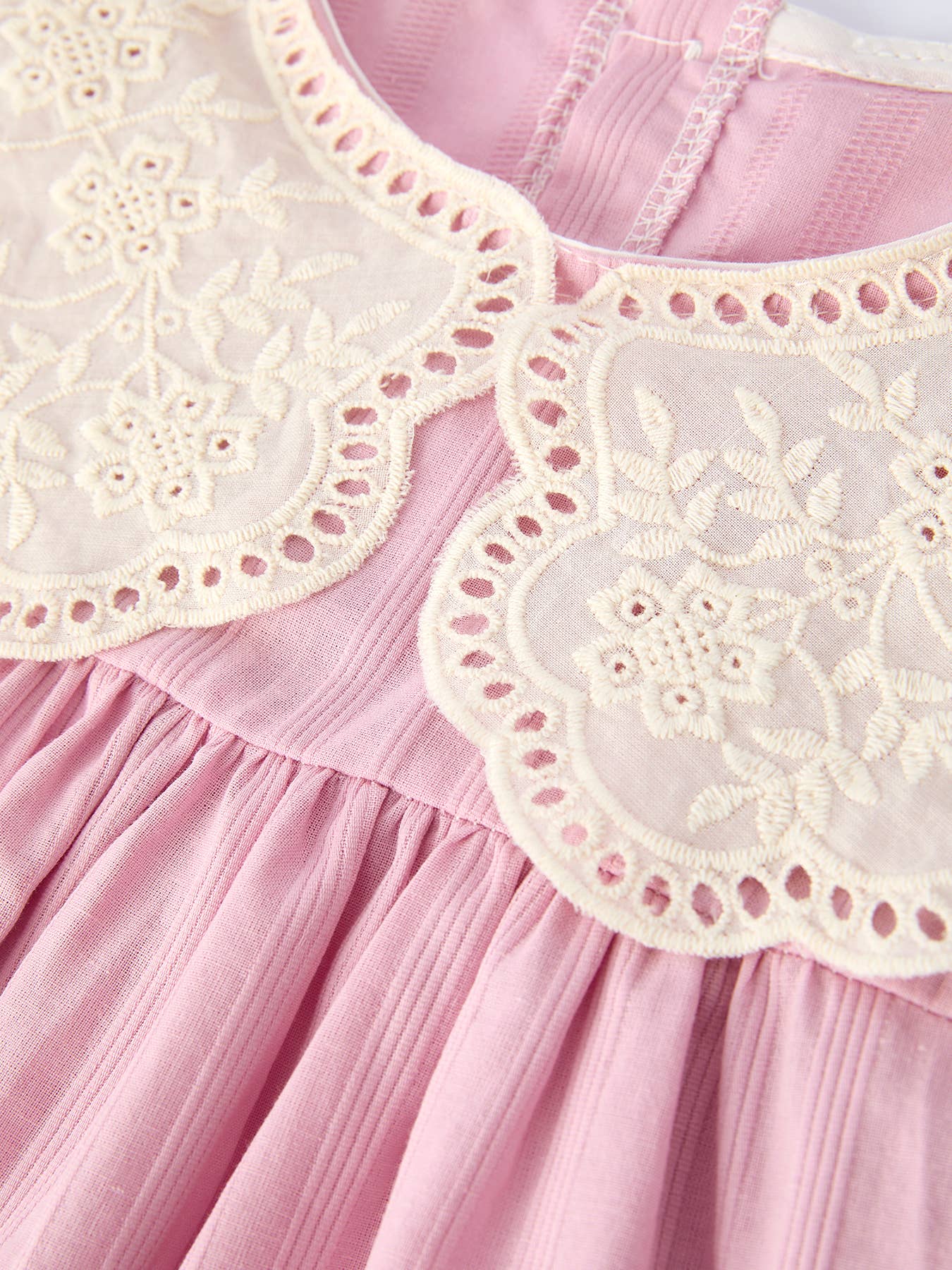 Pink Lace Collar Girl Short Sleeve Dress