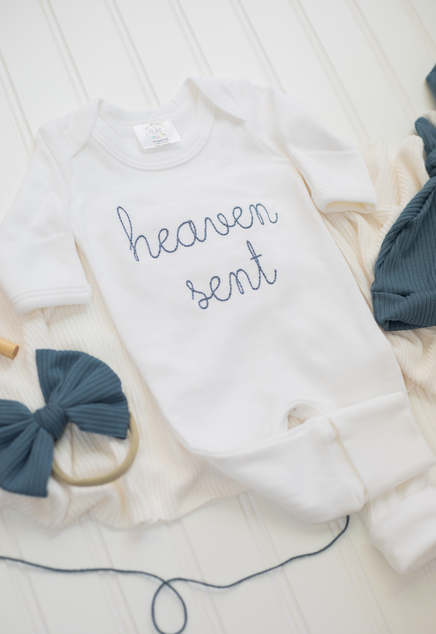 Heaven Sent - Blue Embroidered Romper
