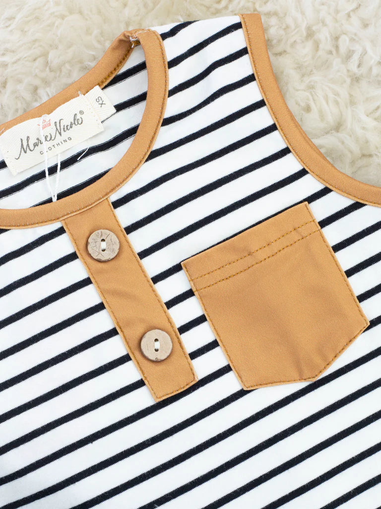 tan stripped short set
